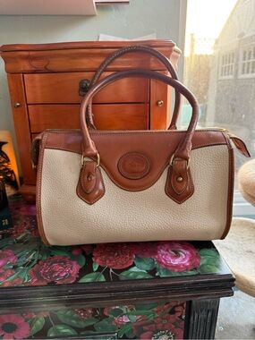 Vintage Dooney & Burke AWL Barrel Satchel Bone & British Tan